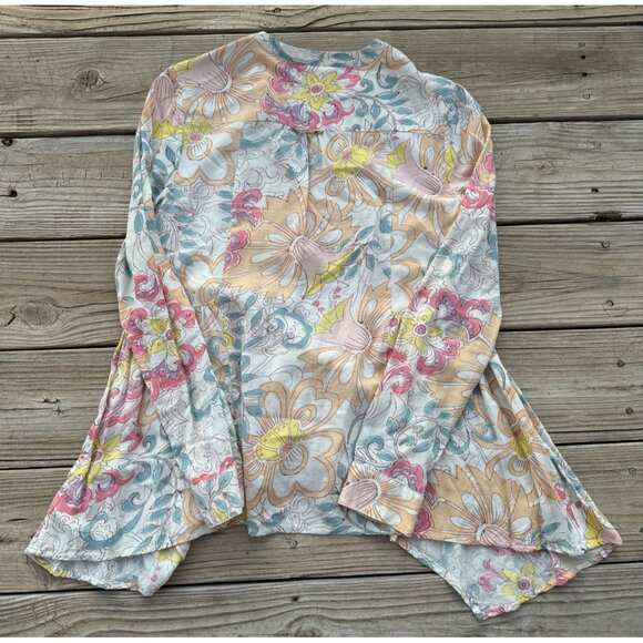 Maeve Anthropologie Laiken Floral V-Neck Blouse Top Women Size 2 Long Sleeve - Picture 2 of 7